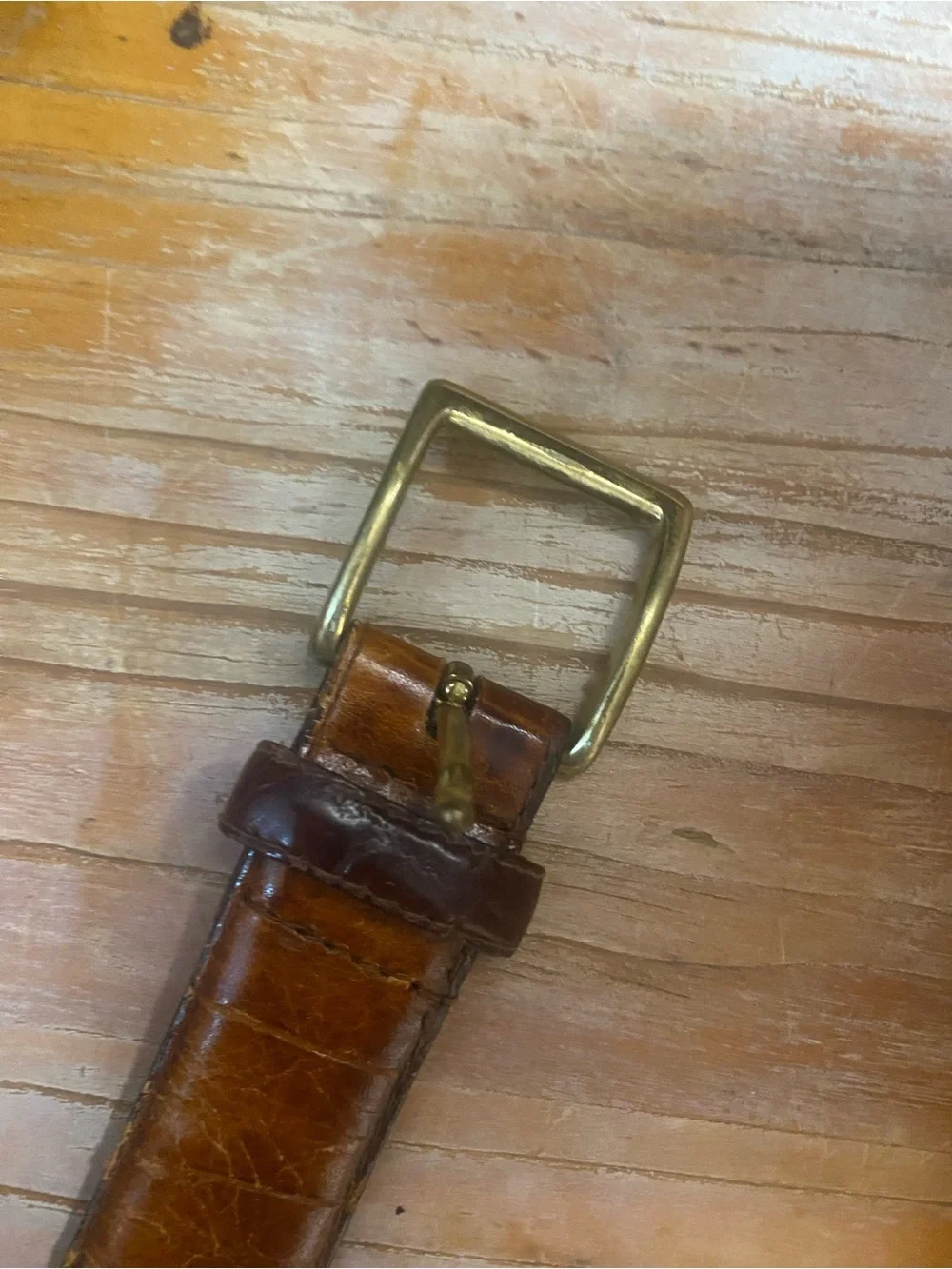 Vintages - Distressed- Cognac Brown Leather Men's Belt with Brass Buckle
